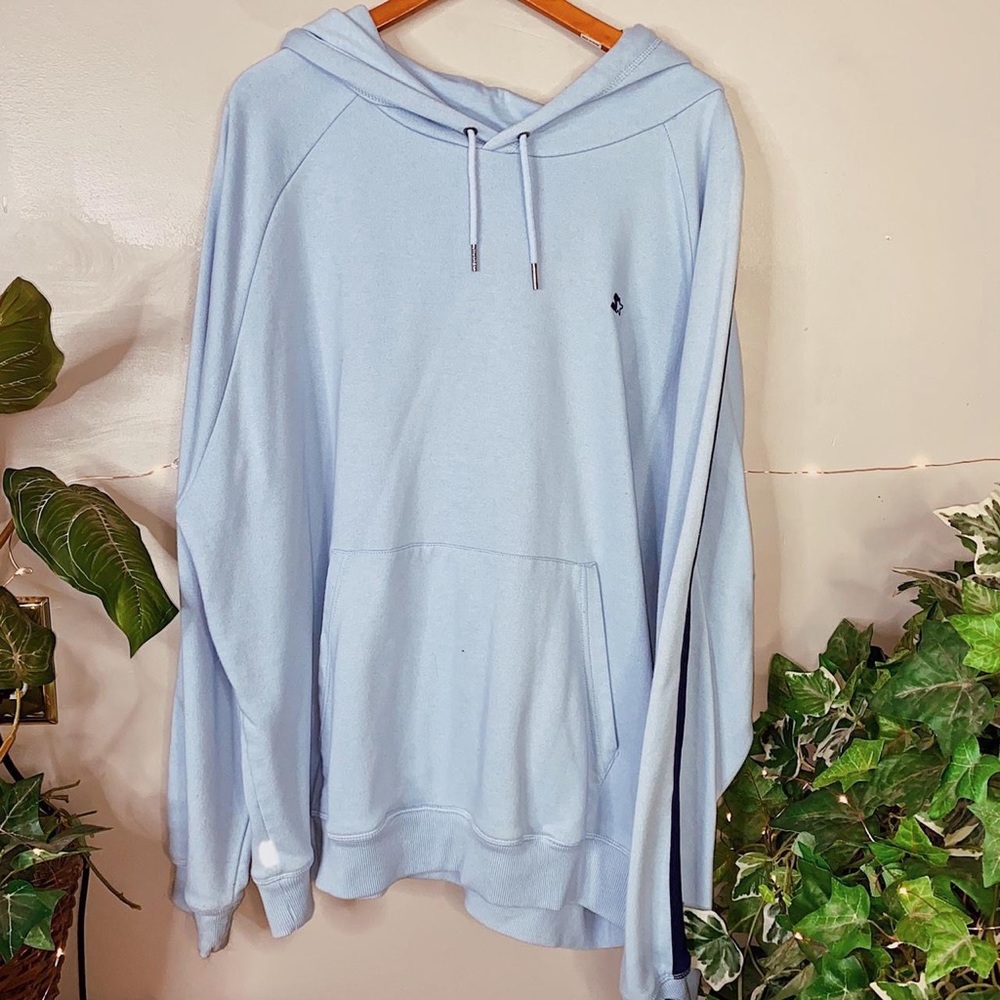 Y2K Starter Baby Blue Plus-size Dark Blue Lined Hoodie
